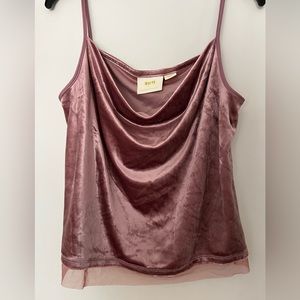 Anthropologie Maeve rose velvet cowl neck tank